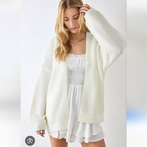 NWOT Urban Outfitters Small Knit Soft Fuzzy Cardigan Small White Cream S